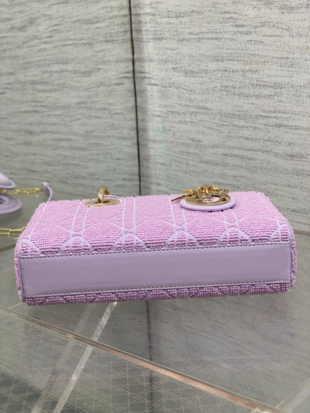 ディオール スーパーコピー レディディオール 2WAYミニバッグ ラベンダー カナージュ刺繍 ゴールド金具 上品デザイン_1