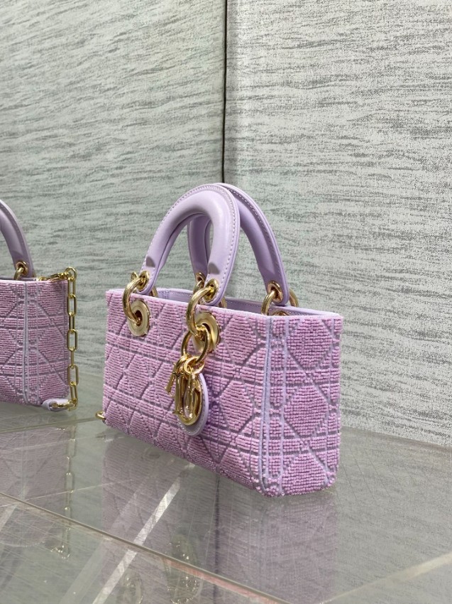 ディオール スーパーコピー レディディオール 2WAYミニバッグ ラベンダー カナージュ刺繍 ゴールド金具 上品デザイン_4