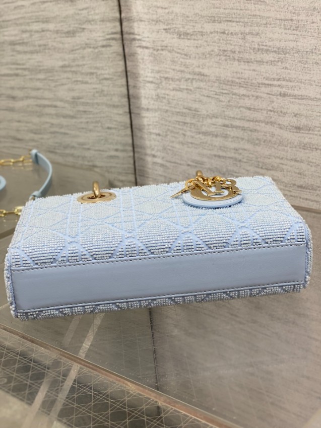 ディオール スーパーコピー レディディオール 2WAYミニバッグ ライトブルー カナージュ刺繍 ゴールド金具 上品デザイン_2