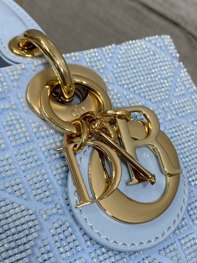 ディオール スーパーコピー レディディオール 2WAYミニバッグ ライトブルー カナージュ刺繍 ゴールド金具 上品デザイン_3