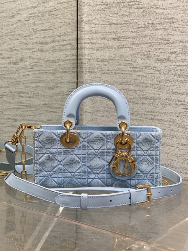 ディオール スーパーコピー レディディオール 2WAYミニバッグ ライトブルー カナージュ刺繍 ゴールド金具 上品デザイン_9