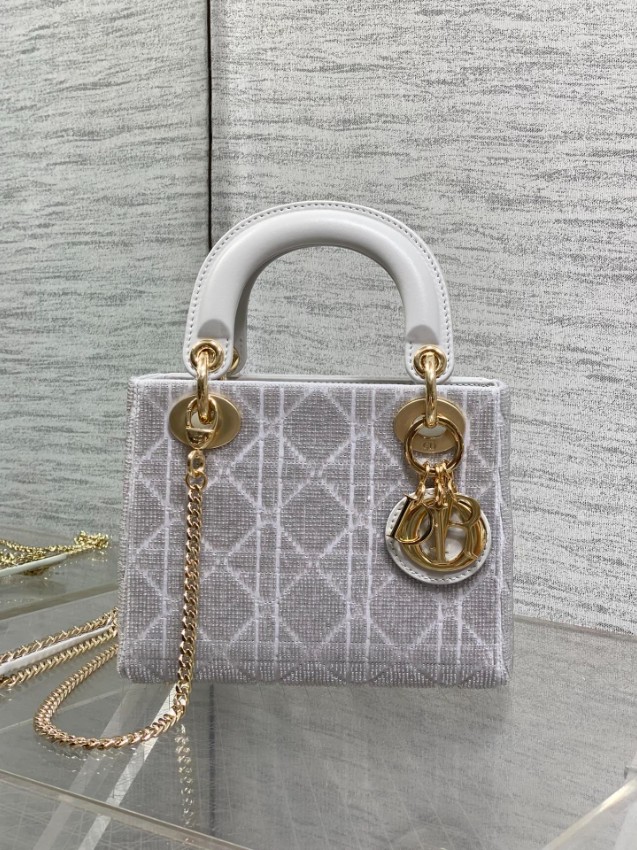 ディオール スーパーコピー レディディオール ミニバッグ ホワイト カナージュ刺繍 ゴールド金具 上品デザイン_7