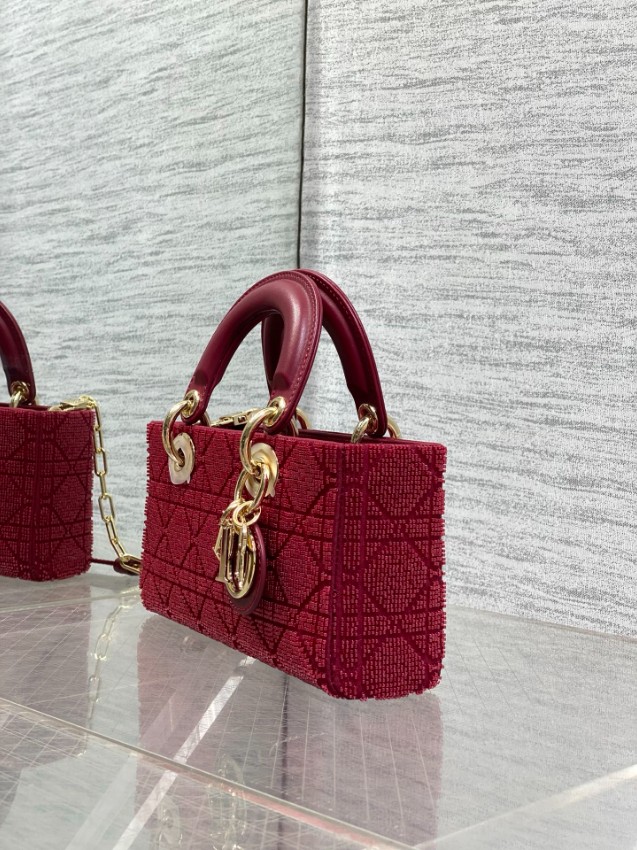 ディオール スーパーコピー レディディオール 2WAYミニバッグ レッド カナージュ刺繍 ゴールド金具 上品デザイン_1
