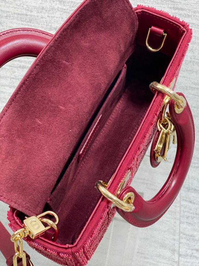 ディオール スーパーコピー レディディオール 2WAYミニバッグ レッド カナージュ刺繍 ゴールド金具 上品デザイン_3