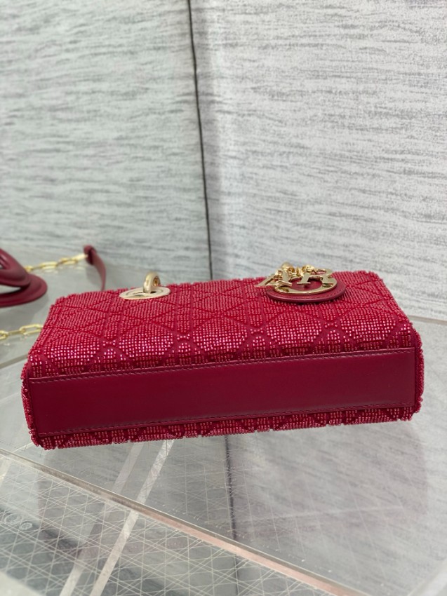 ディオール スーパーコピー レディディオール 2WAYミニバッグ レッド カナージュ刺繍 ゴールド金具 上品デザイン_7