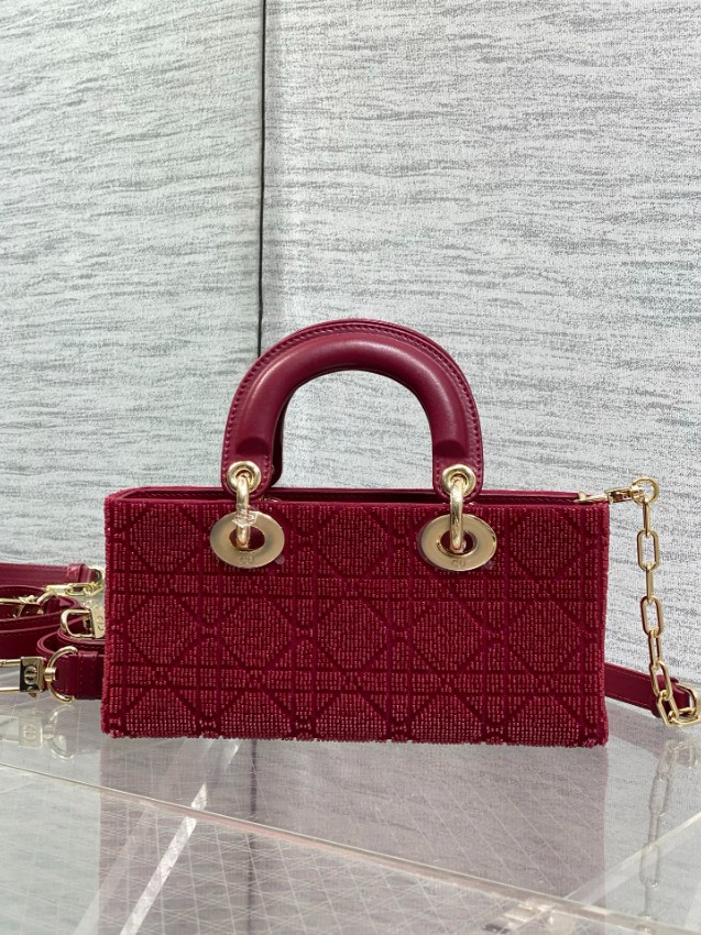 ディオール スーパーコピー レディディオール 2WAYミニバッグ レッド カナージュ刺繍 ゴールド金具 上品デザイン_8