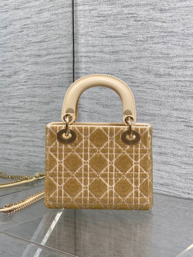 ディオール スーパーコピー レディディオール ミニバッグ ベージュ カナージュ刺繍 ゴールド金具 上品デザイン_9