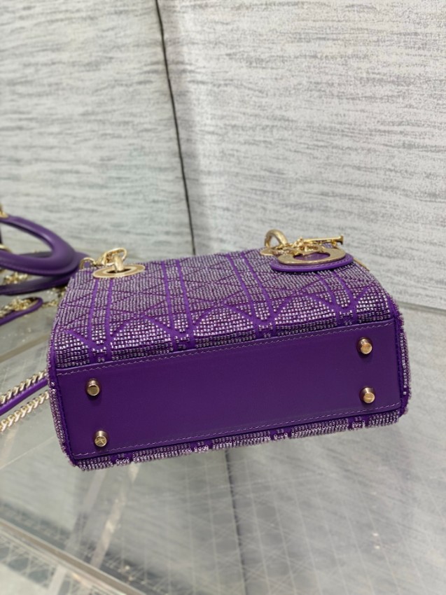 ディオール スーパーコピー レディディオール ハンドバッグ パープル 刺繍デザイン 上品コンパクト_1