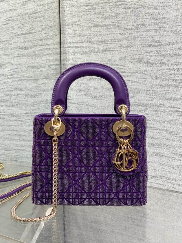 ディオール スーパーコピー レディディオール ハンドバッグ パープル 刺繍デザイン 上品コンパクト_8