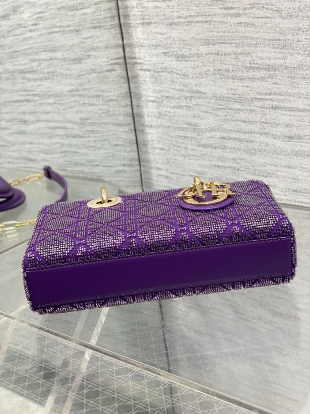 ディオール コピー レディディオール ミニバッグ パープル 刺繍カナージュ 上品2WAY_4