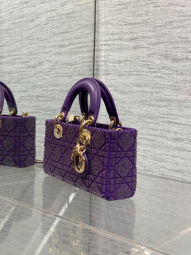 ディオール コピー レディディオール ミニバッグ パープル 刺繍カナージュ 上品2WAY_5
