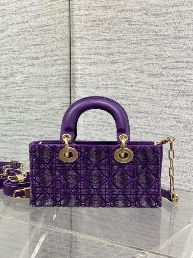 ディオール コピー レディディオール ミニバッグ パープル 刺繍カナージュ 上品2WAY_9