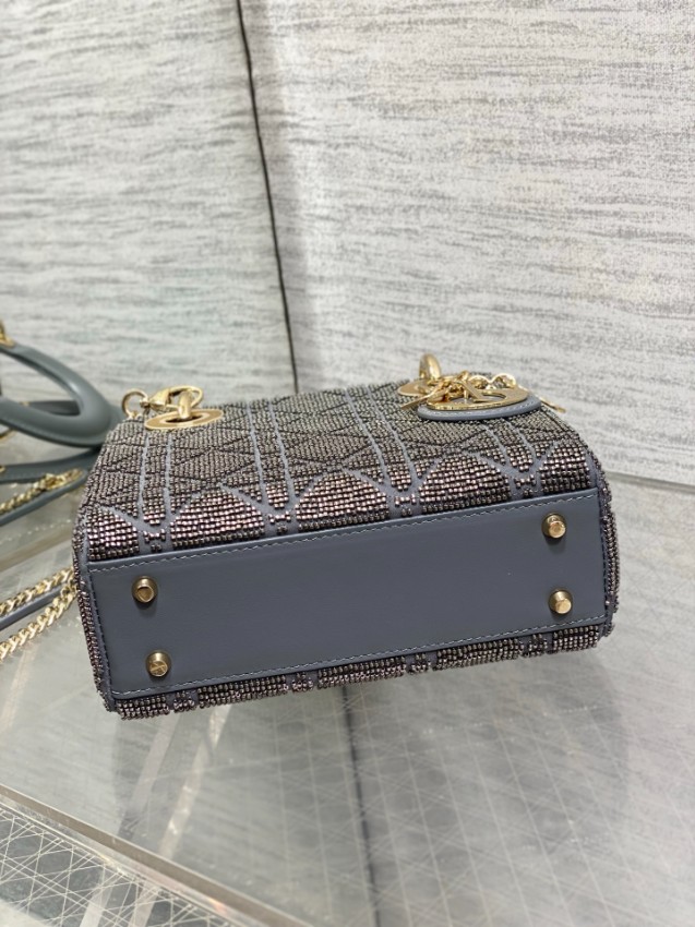 ディオール n級品 レディディオール ミニバッグ グレー カナージュ刺繍 上品2WAY_4