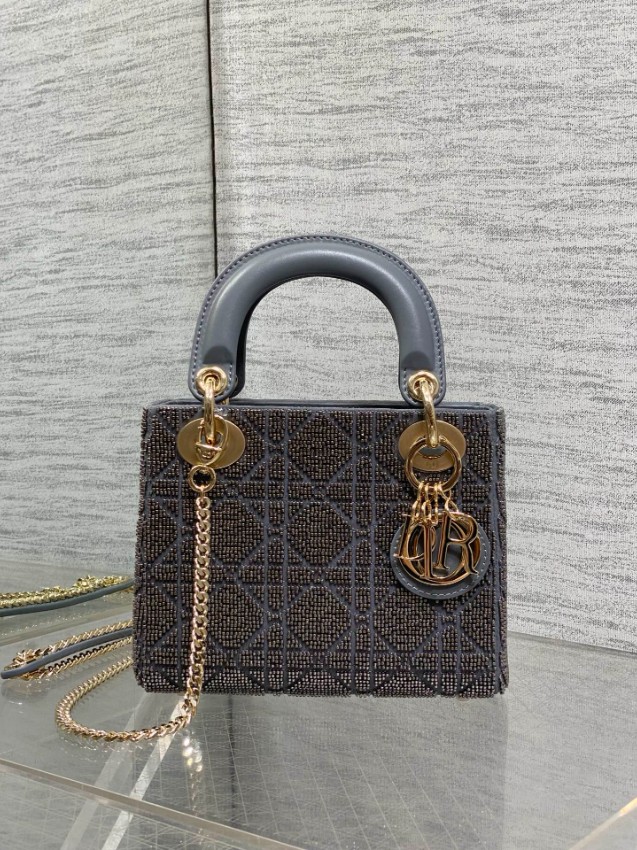 ディオール n級品 レディディオール ミニバッグ グレー カナージュ刺繍 上品2WAY_9