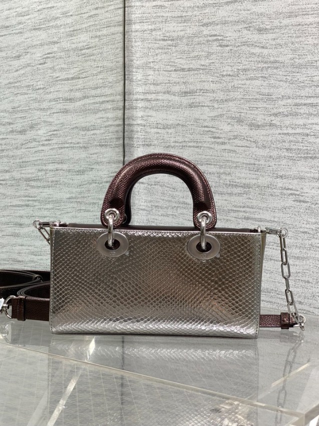 ディオール スーパーコピー レディディオール ミニバッグ シルバー コンビ レザー型押し 上品2WAY_8