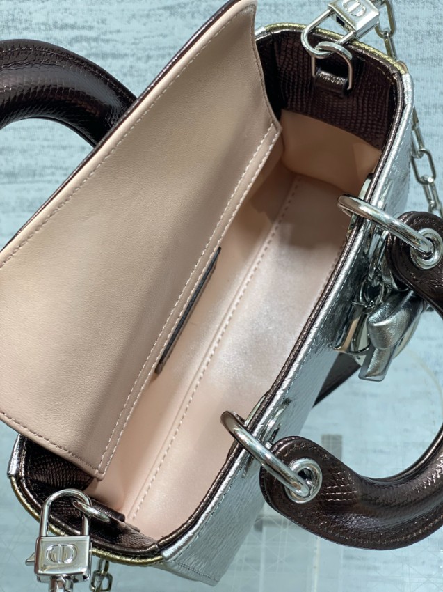 ディオール スーパーコピー レディディオール ミニバッグ シルバー コンビ レザー型押し 上品2WAY_8