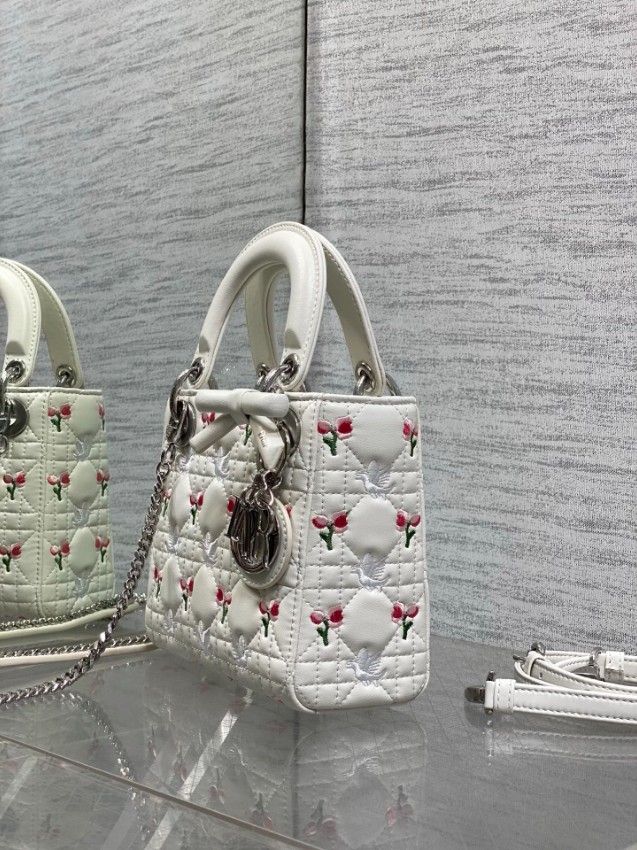 ディオール スーパーコピー レディディオール ミニバッグ ハンドバッグ ホワイト系 刺繍デザイン カナージュ調_2