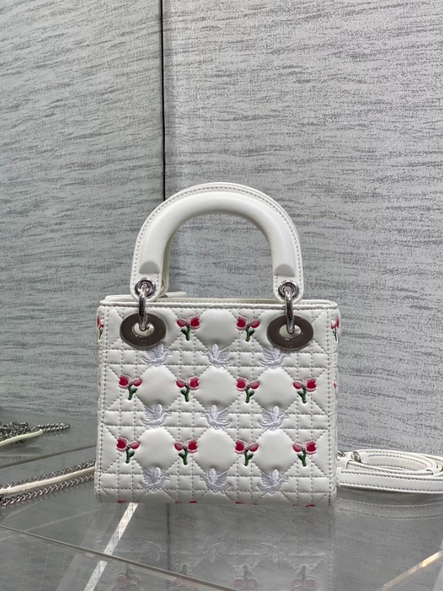 ディオール スーパーコピー レディディオール ミニバッグ ハンドバッグ ホワイト系 刺繍デザイン カナージュ調_4