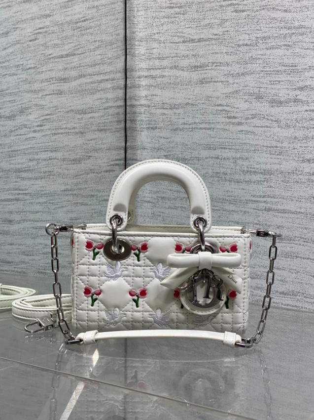 ディオール スーパーコピー レディディオール ミニバッグ 2WAYミニバッグ ホワイト系 刺繍デザイン カナージュ_1