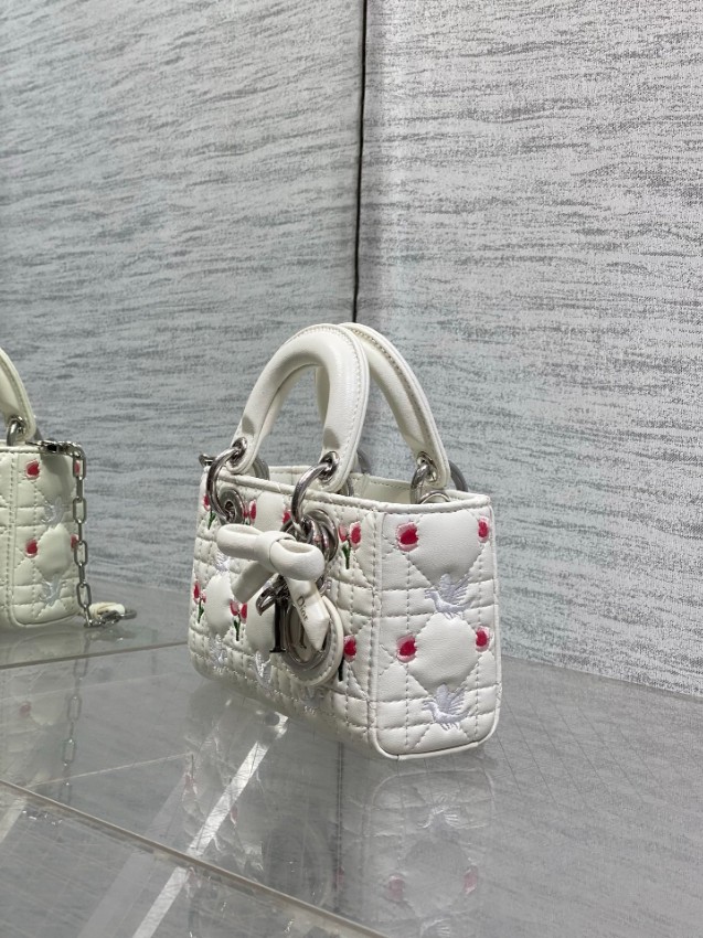 ディオール スーパーコピー レディディオール ミニバッグ 2WAYミニバッグ ホワイト系 刺繍デザイン カナージュ_9