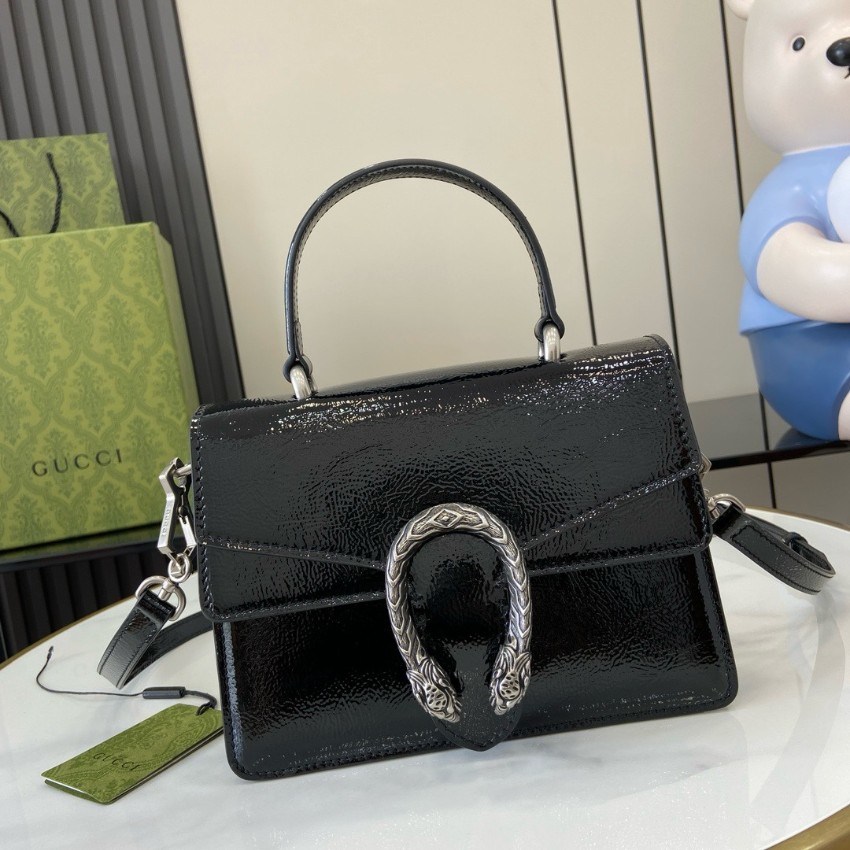 グッチ スーパーコピー 届く ディオニュソス パテントレザー ハンドバッグ ブラック 艶感仕上げ 799599_4
