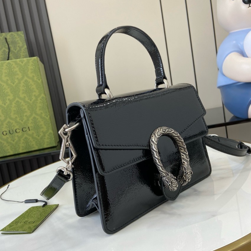 グッチ スーパーコピー 届く ディオニュソス パテントレザー ハンドバッグ ブラック 艶感仕上げ 799599_7