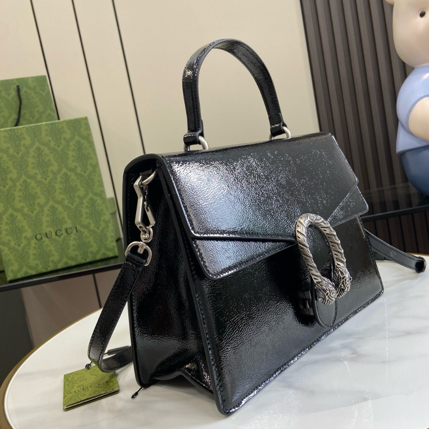 グッチ スーパーコピー ディオニュソス パテントレザー コンパクトバッグ ブラック 艶感仕上げ 795007_8