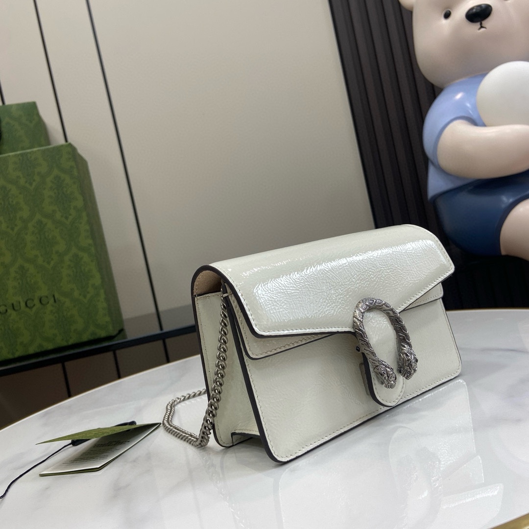 グッチ n級品 ディオニュソス パテントレザー ミニショルダーバッグ ホワイト 上品光沢 795368_1