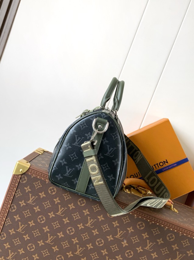 ルイヴィトン 並行輸入品 キーポル ボストンバッグ ダークグレー モノグラム グリーンレザーコンビ M28639_1