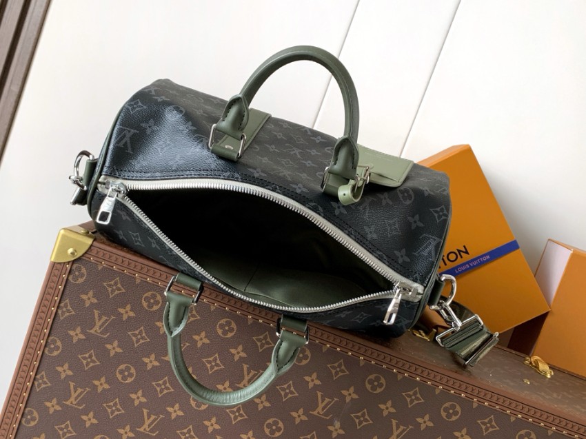ルイヴィトン 並行輸入品 キーポル ボストンバッグ ダークグレー モノグラム グリーンレザーコンビ M28639_4