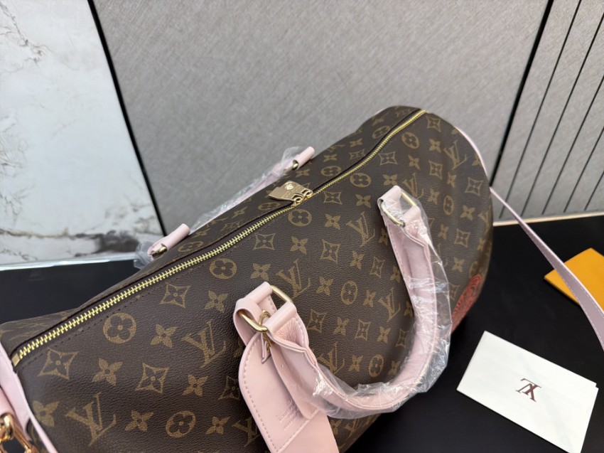 ルイヴィトン 並行輸入品 キーポル ボストンバッグ モノグラム ピンクレザーコンビ フェミニンデザイン_7