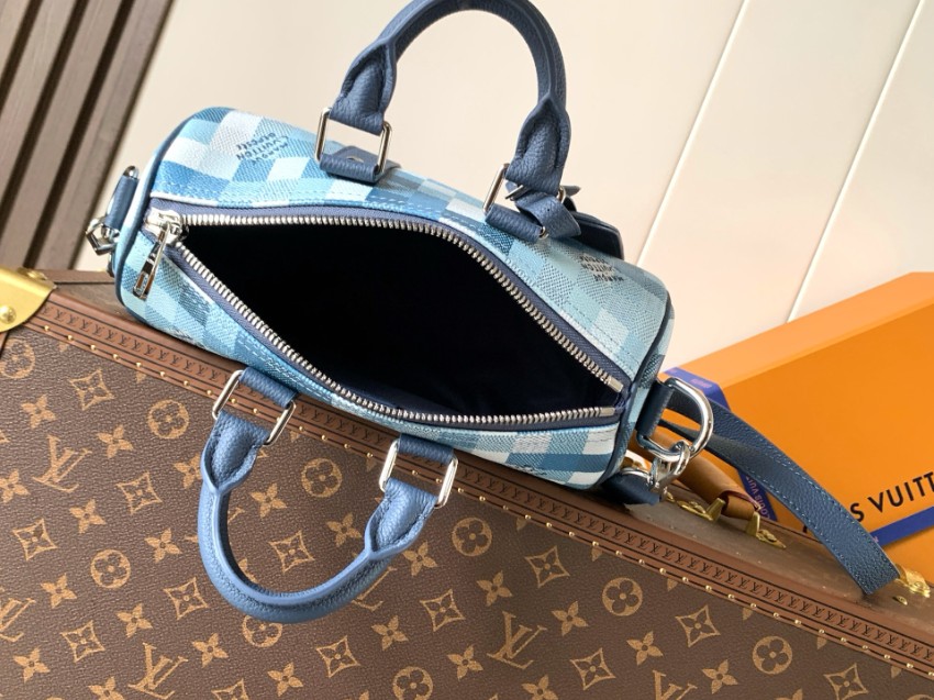 ルイ・ヴィトン ハイブランド キーポル ミニボストンバッグ ブルー 市松柄 2WAYデザイン M28600_1