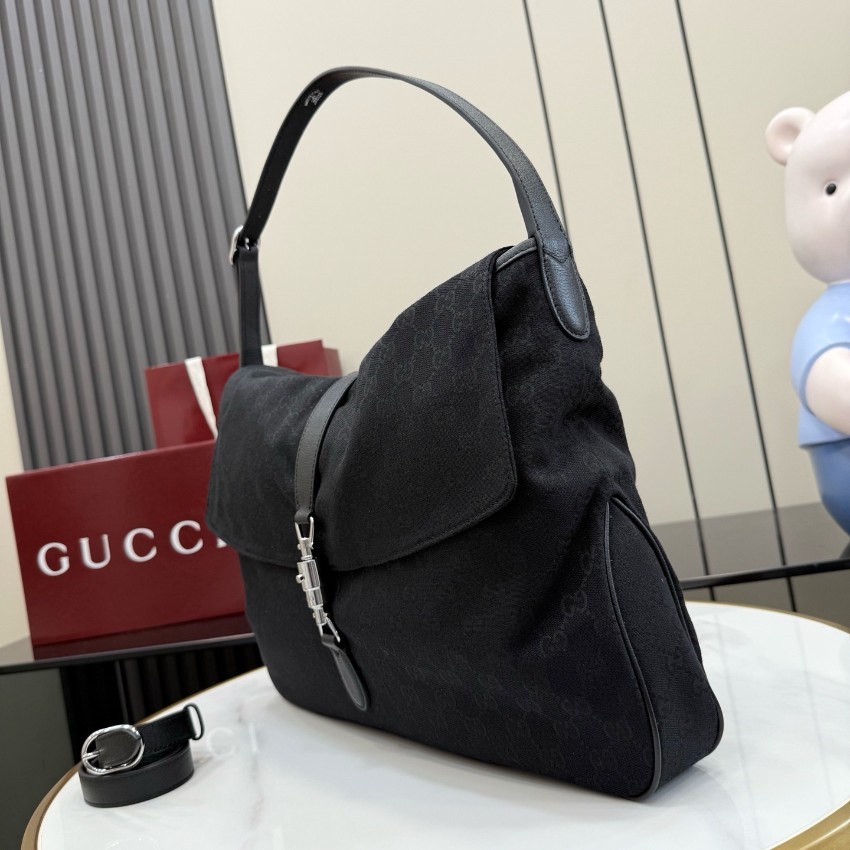 グッチ コピー ジャッキー1961 GGキャンバス ワンショルダーバッグ ブラック シルバー金具 A005ZI_1