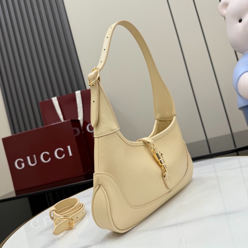 グッチ ハイブランド ジャッキー1961 レザー ワンショルダーバッグ ベージュ ゴールド金具 863137_4