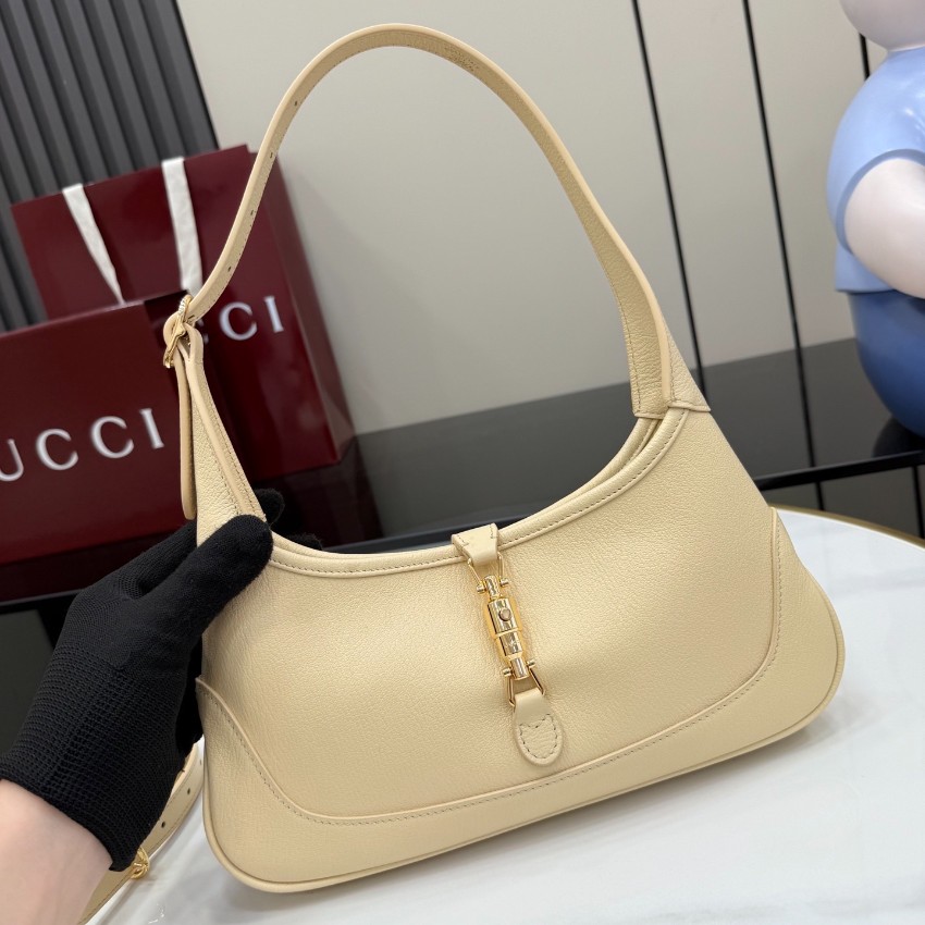グッチ ハイブランド ジャッキー1961 レザー ワンショルダーバッグ ベージュ ゴールド金具 863137_8