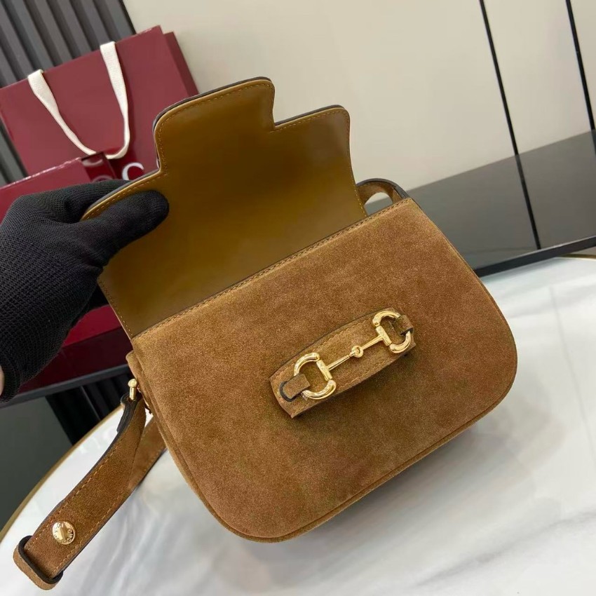 グッチ ハイブランド ホースビット1955 スエード ショルダーバッグ ブラウン ゴールド金具 847064_1