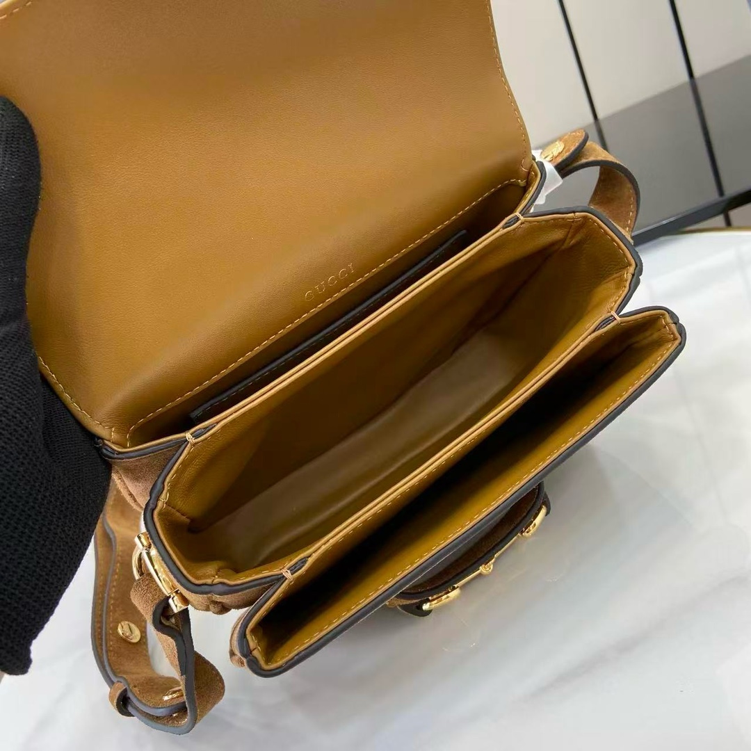 グッチ ハイブランド ホースビット1955 スエード ショルダーバッグ ブラウン ゴールド金具 847064_9