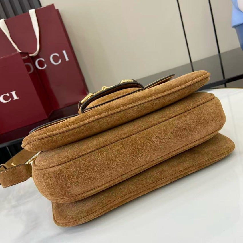 グッチ 並行輸入品 ホースビット1955 スエード ショルダーバッグ キャメルブラウン 上品仕上げ 847063_1