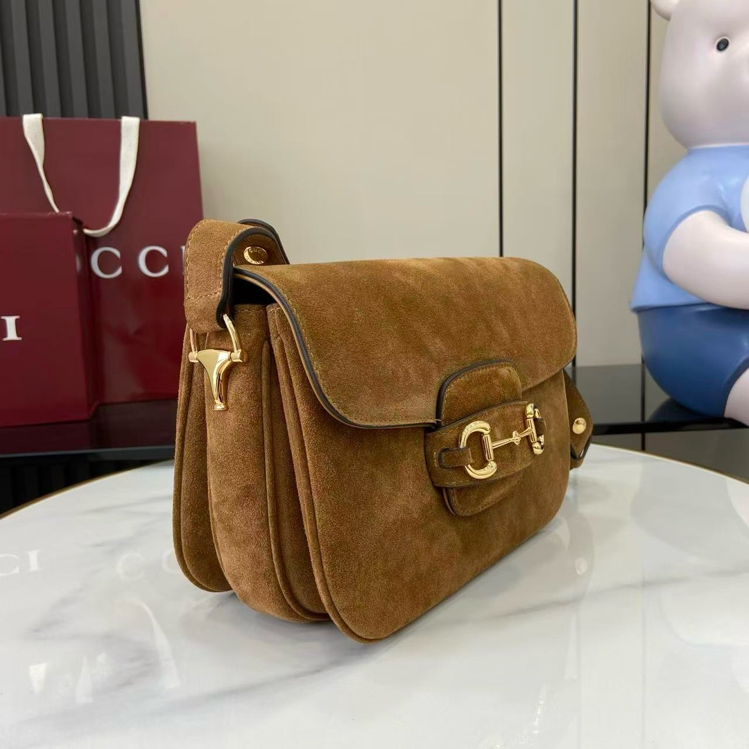 グッチ 並行輸入品 ホースビット1955 スエード ショルダーバッグ キャメルブラウン 上品仕上げ 847063_7