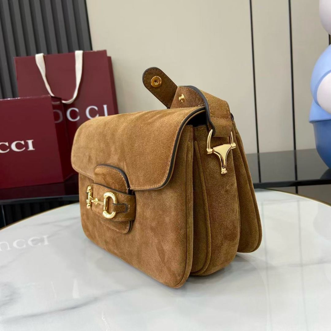グッチ 並行輸入品 ホースビット1955 スエード ショルダーバッグ キャメルブラウン 上品仕上げ 847063_6