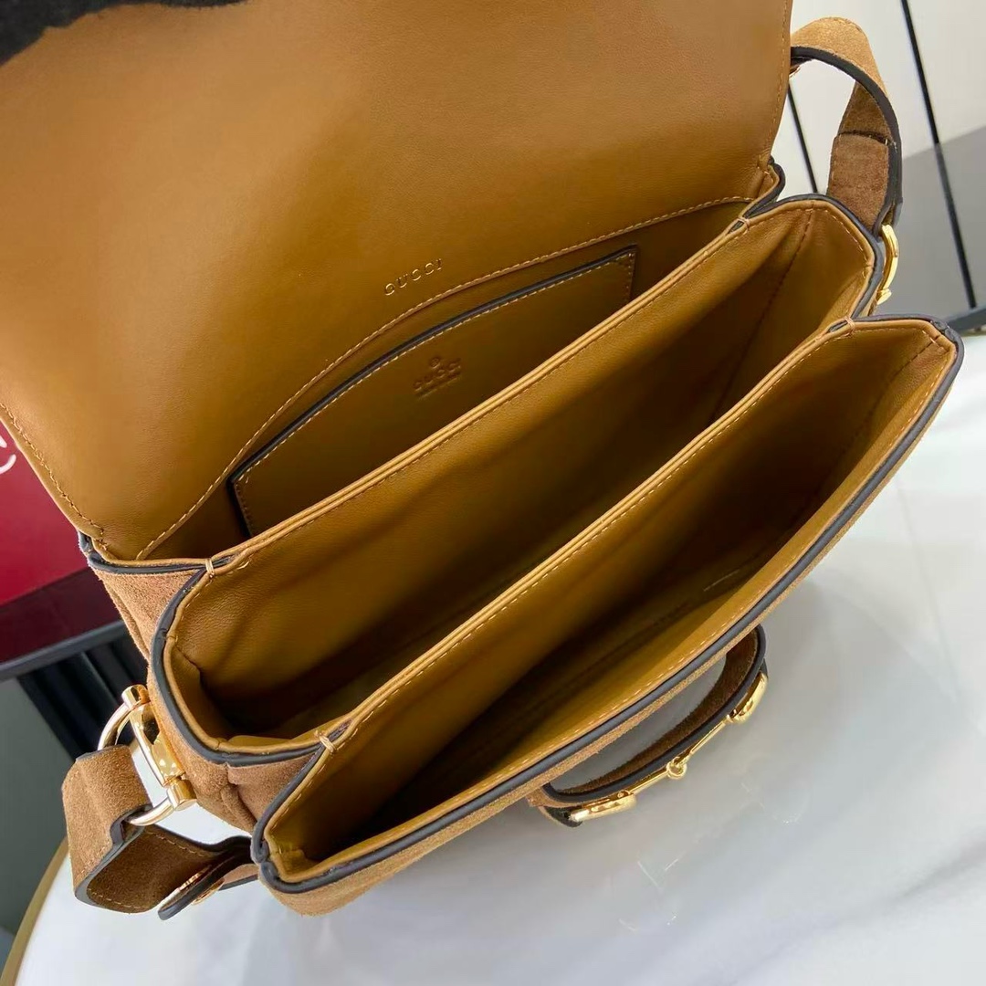 グッチ 並行輸入品 ホースビット1955 スエード ショルダーバッグ キャメルブラウン 上品仕上げ 847063_9