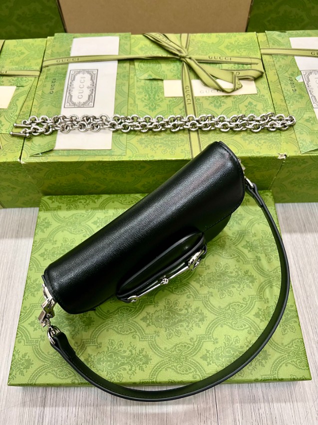 グッチ コピー ホースビット1955 レザー チェーンショルダーバッグ ブラック シルバー金具 774209_5