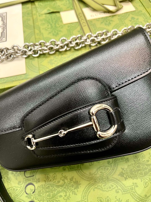 グッチ コピー ホースビット1955 レザー チェーンショルダーバッグ ブラック シルバー金具 774209_9