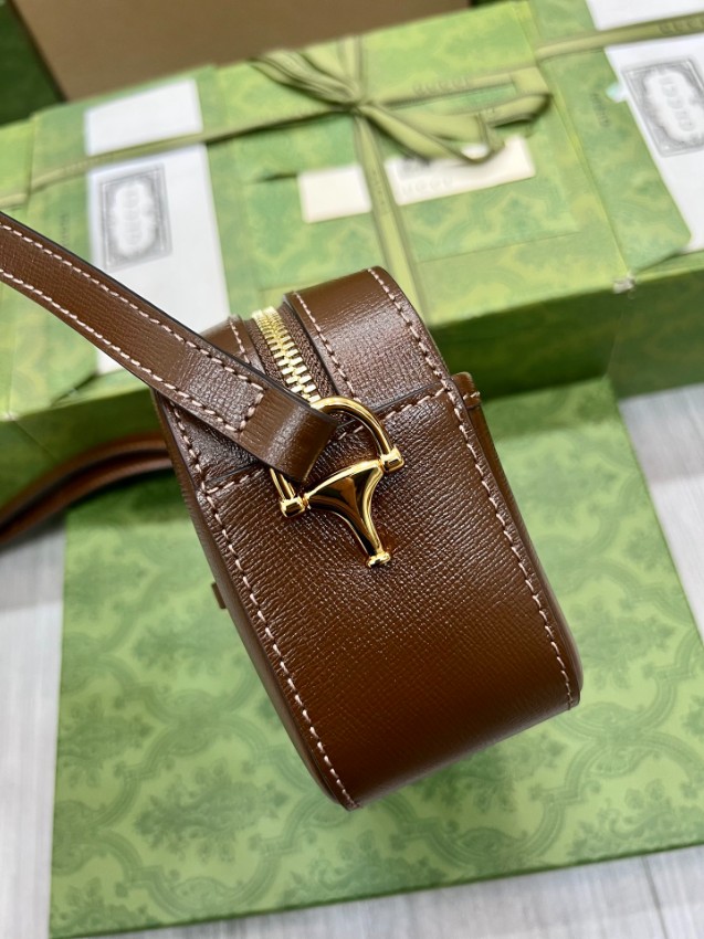 グッチ ハイブランド ホースビット1955 レザー コンパクトバッグ ダークブラウン ゴールド金具 760196_7