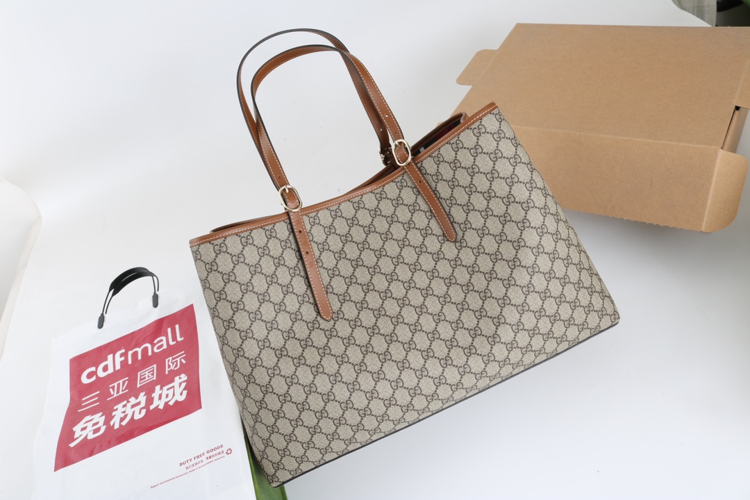グッチ 並行輸入品 オフィディア GGキャンバス トートバッグ ベージュ ブラウン切替 815212_5
