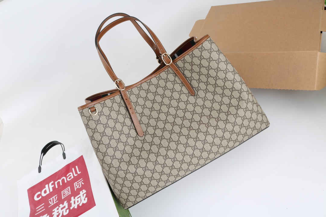 グッチ 並行輸入品 オフィディア GGキャンバス トートバッグ ベージュ ブラウン切替 815212_7