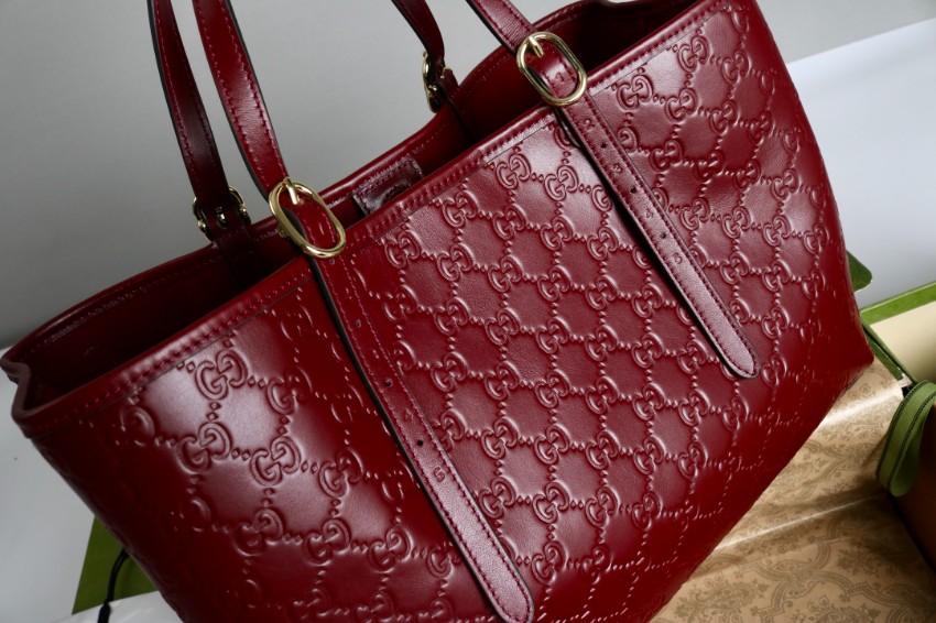 グッチ スーパーコピー オフィディア GGエンボス トートバッグ レッド レザーデザイン 人気モデル 815213_3