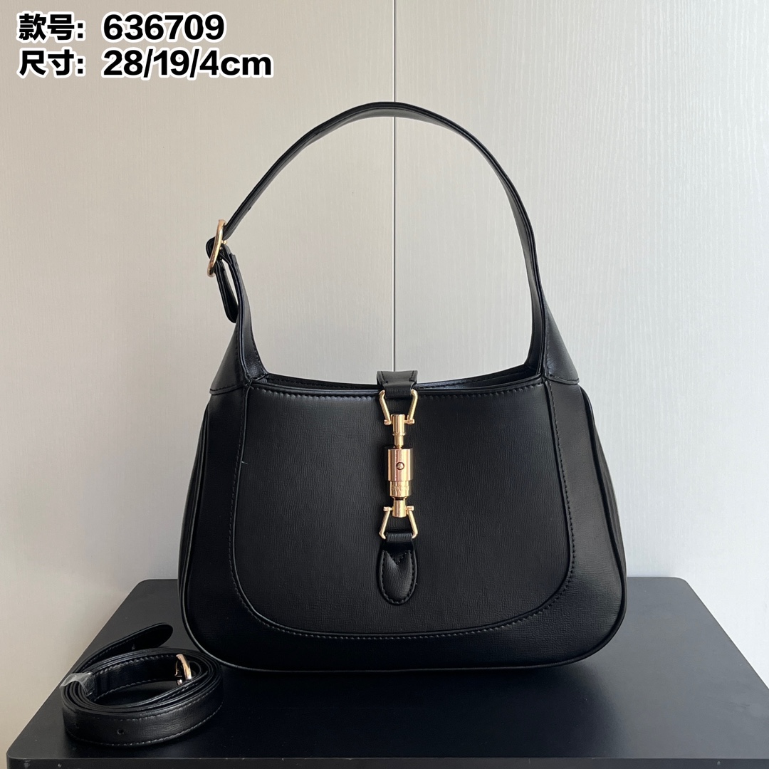 グッチ スーパーコピー ジャッキー1961 2WAYハンドバッグ ブラック レザールック 上品デザイン 636709_3