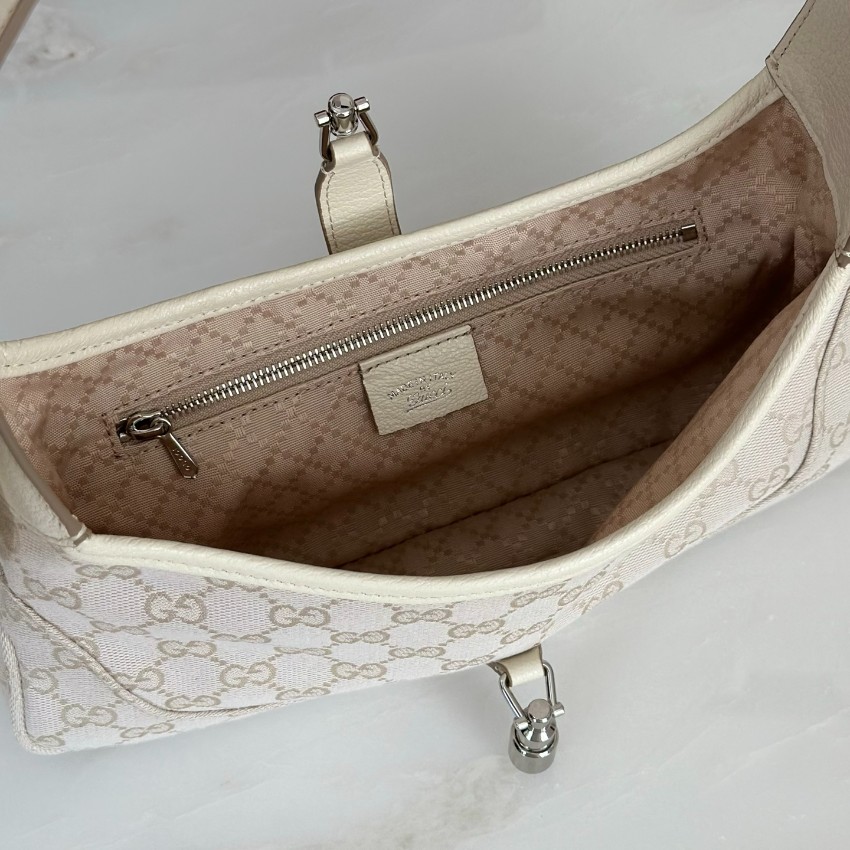 グッチ n級品 ジャッキー1961 2WAYバッグ アイボリー GG柄 横長シルエット シルバー金具 863137_9