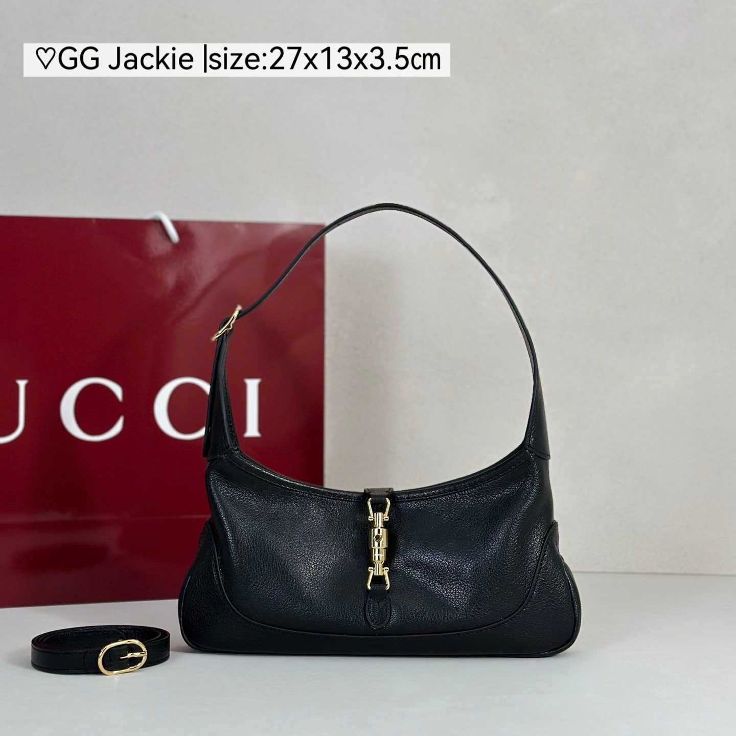 グッチ 並行輸入品 ジャッキー1961 2WAYバッグ ブラック レザー調 ゴールド金具デザイン 863137_6